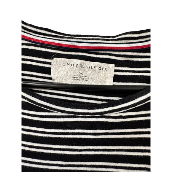 🌸3/$15🌸Blue and White Tommy Striped Shirt with Denim Blue Front Pocket sz L - Picture 4 of 5